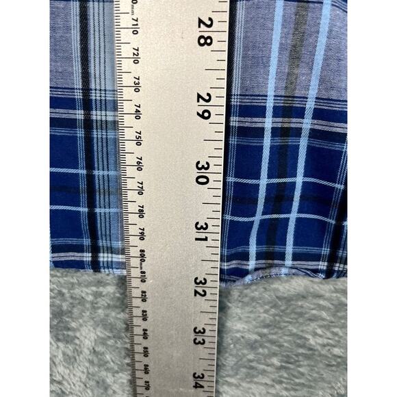 ELY CATTLEMAN WESTERN PEARL SNAP SHIRT MEDIUM BLUE PLAID LONG SLEEVE MEN'S - Picture 9 of 10